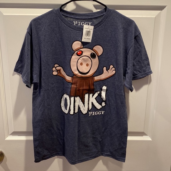 Roblox Piggy T-shirt Boy’s Extra Large Shirt Sleeve Graphic Tee Navy Blue - Picture 2 of 13